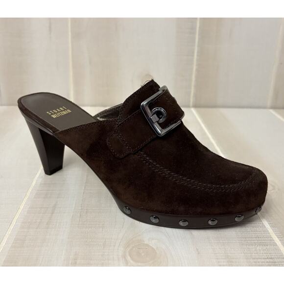 STUART WEITZMAN Sz 9M(See Description) Pump Shoes Chocolate Brown Suede Buckle - Picture 1 of 13